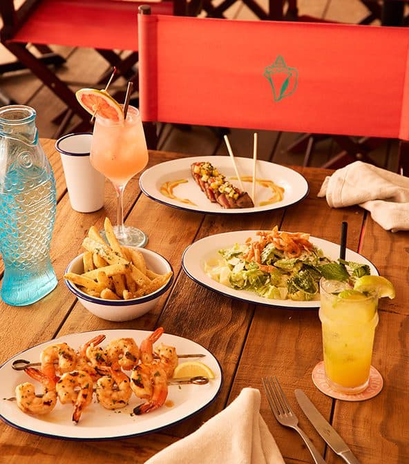 food on the beach bar