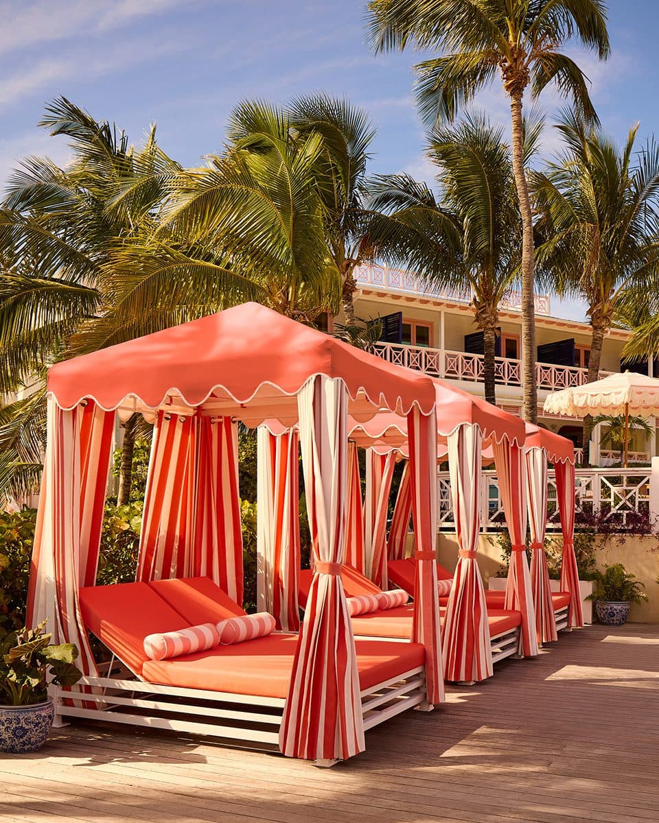 pink pool cabanas
