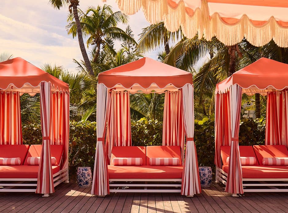 pink pool cabanas
