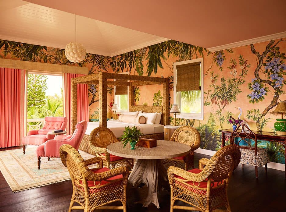 canopy bed and guest room seating