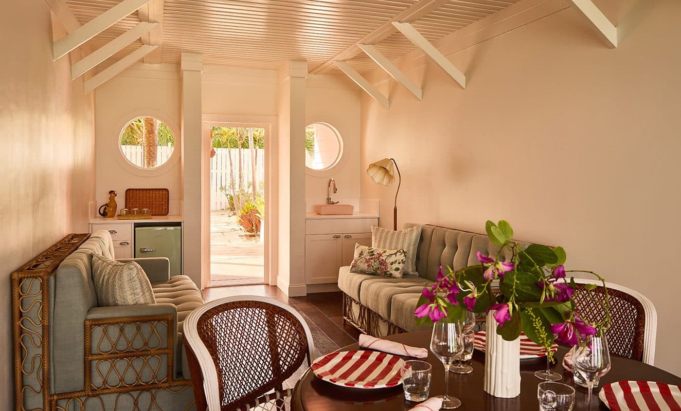 living area and kitchenette in two bedroom cottage