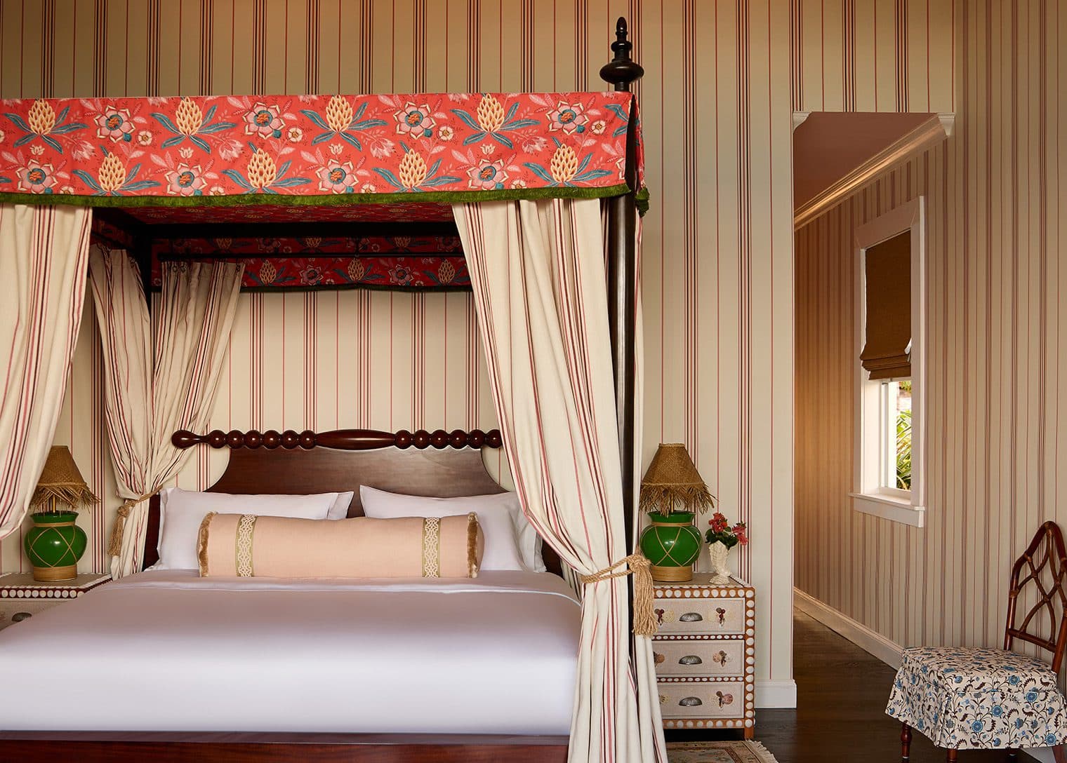 king canopy bed in oceanfront cottage